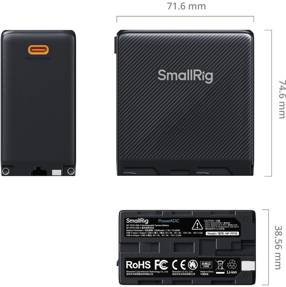 SmallRig 4576 NP-F970 USB-C Rechargeable Camera Battery (Ora - Image 5