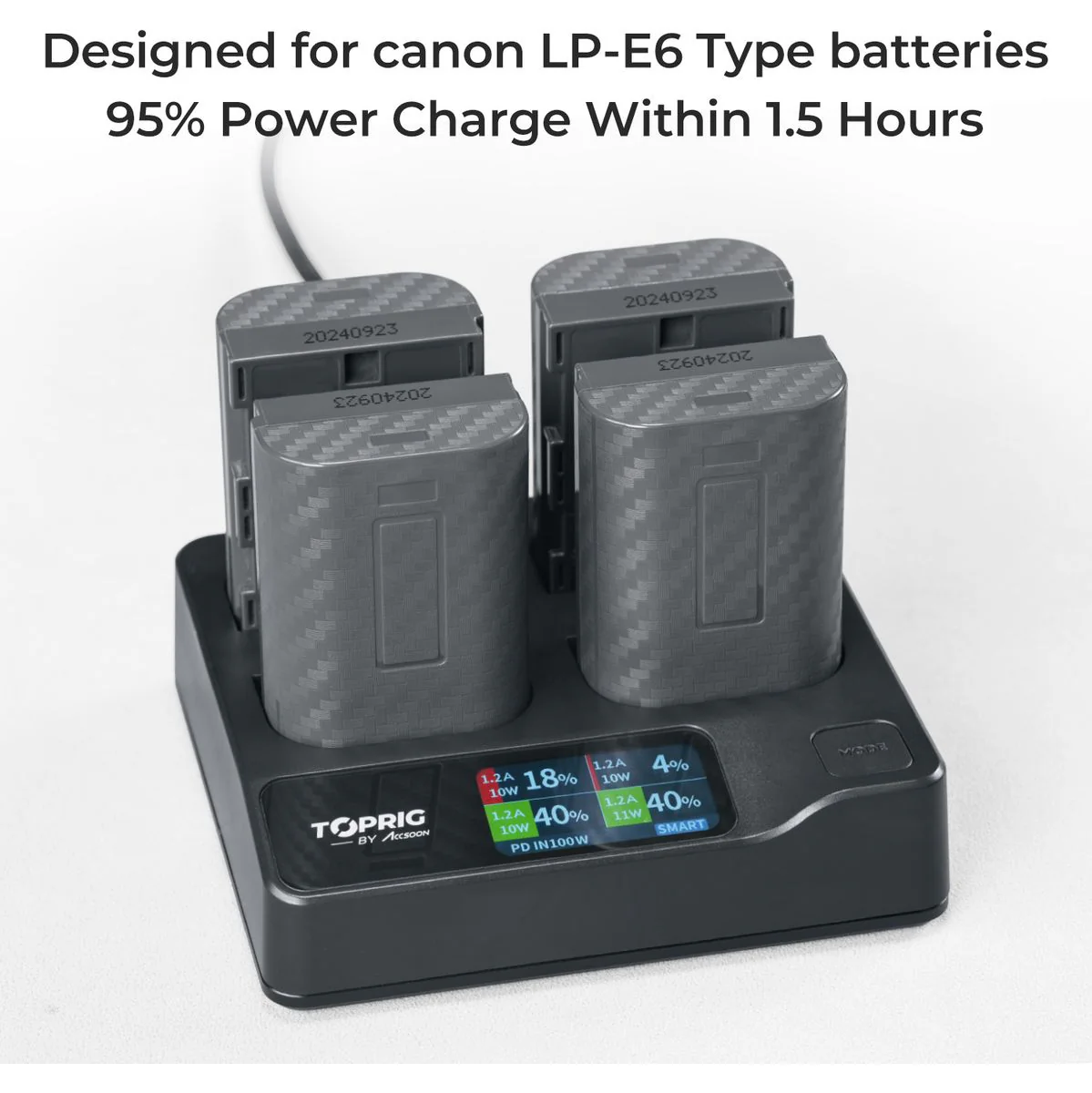 Accsoon Toprig 100W 4-BAY LP-E6 Fast Charger - Image 2