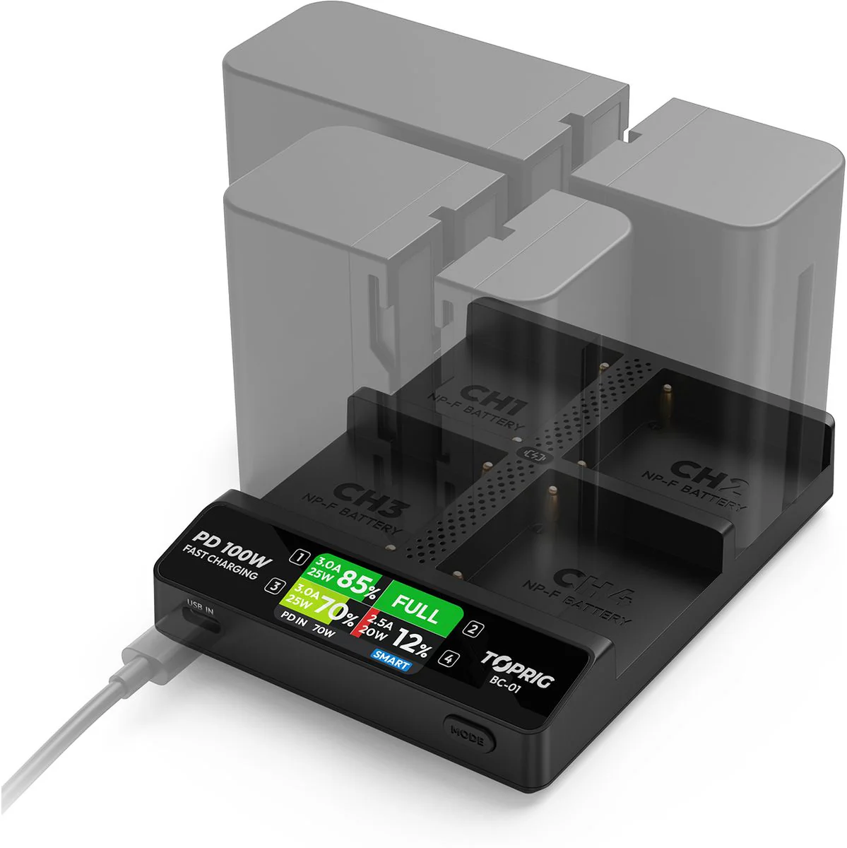 Accsoon Toprig 100W 4-BAY NP-F Fast Charger w/ EU Gan Charger - Image 2