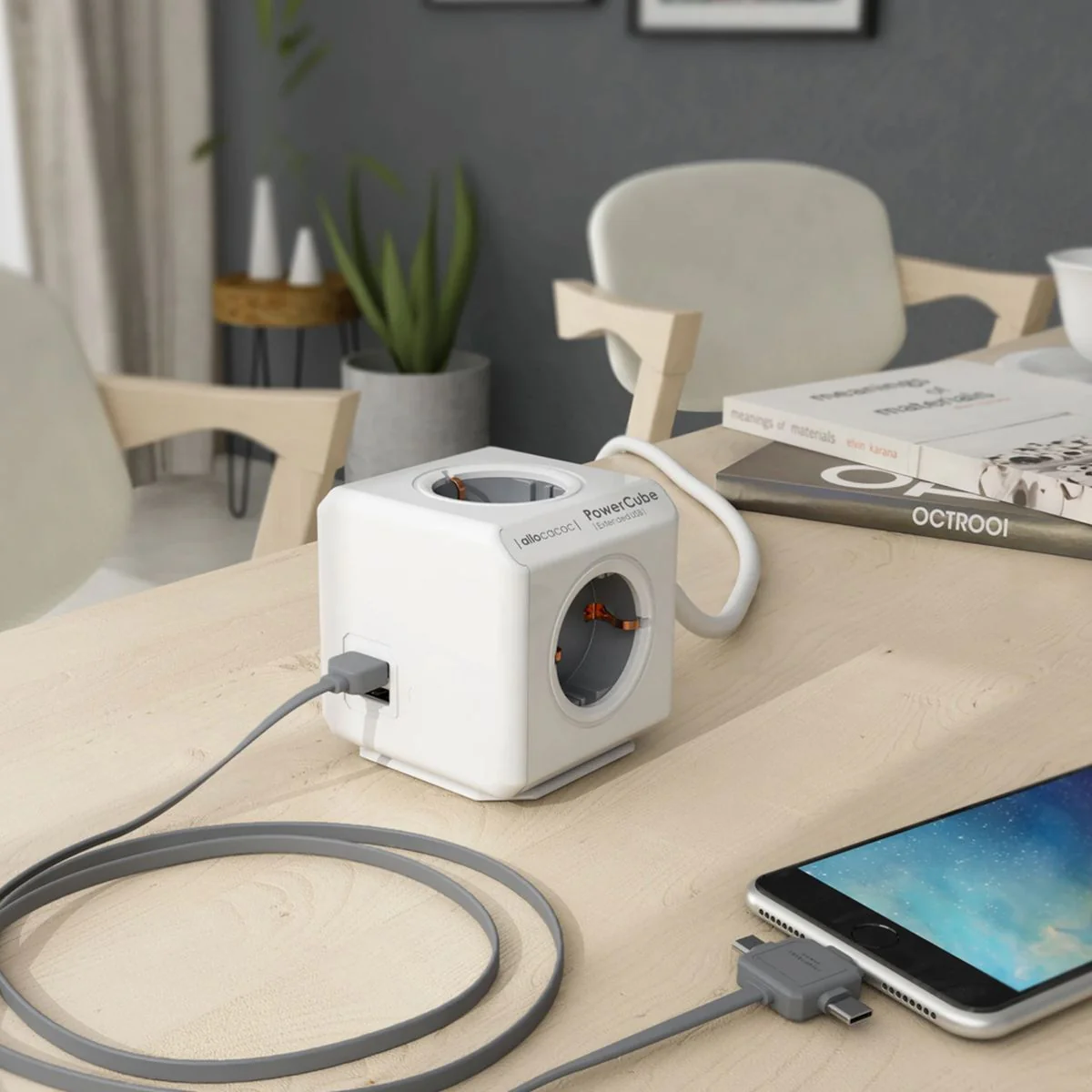 Allocacoc PowerCube Extended USB Grey 1.5m Cable - Image 2