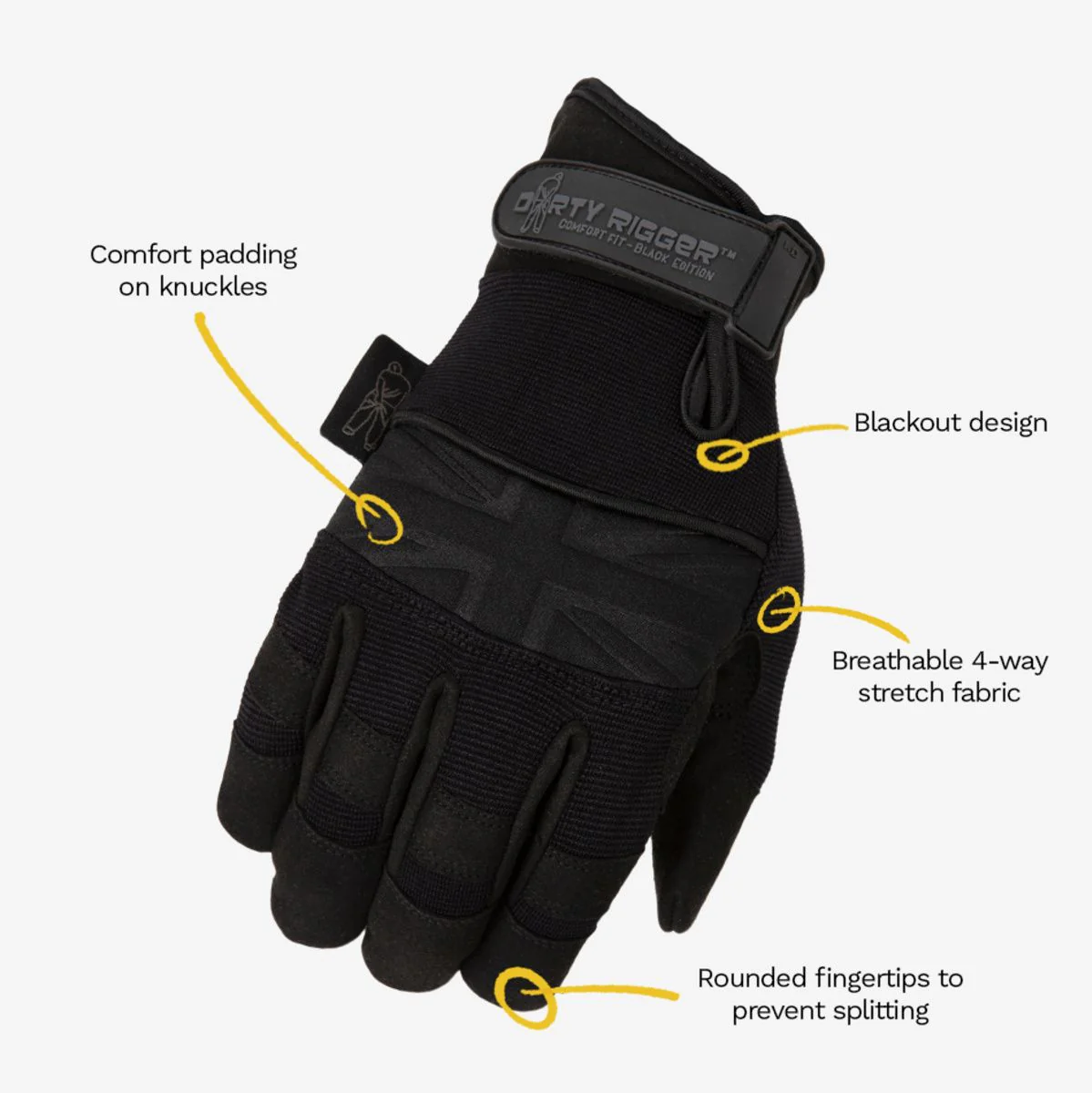 Dirty Rigger Comfort Fit Rigger Glove – Black Edition L - Image 2