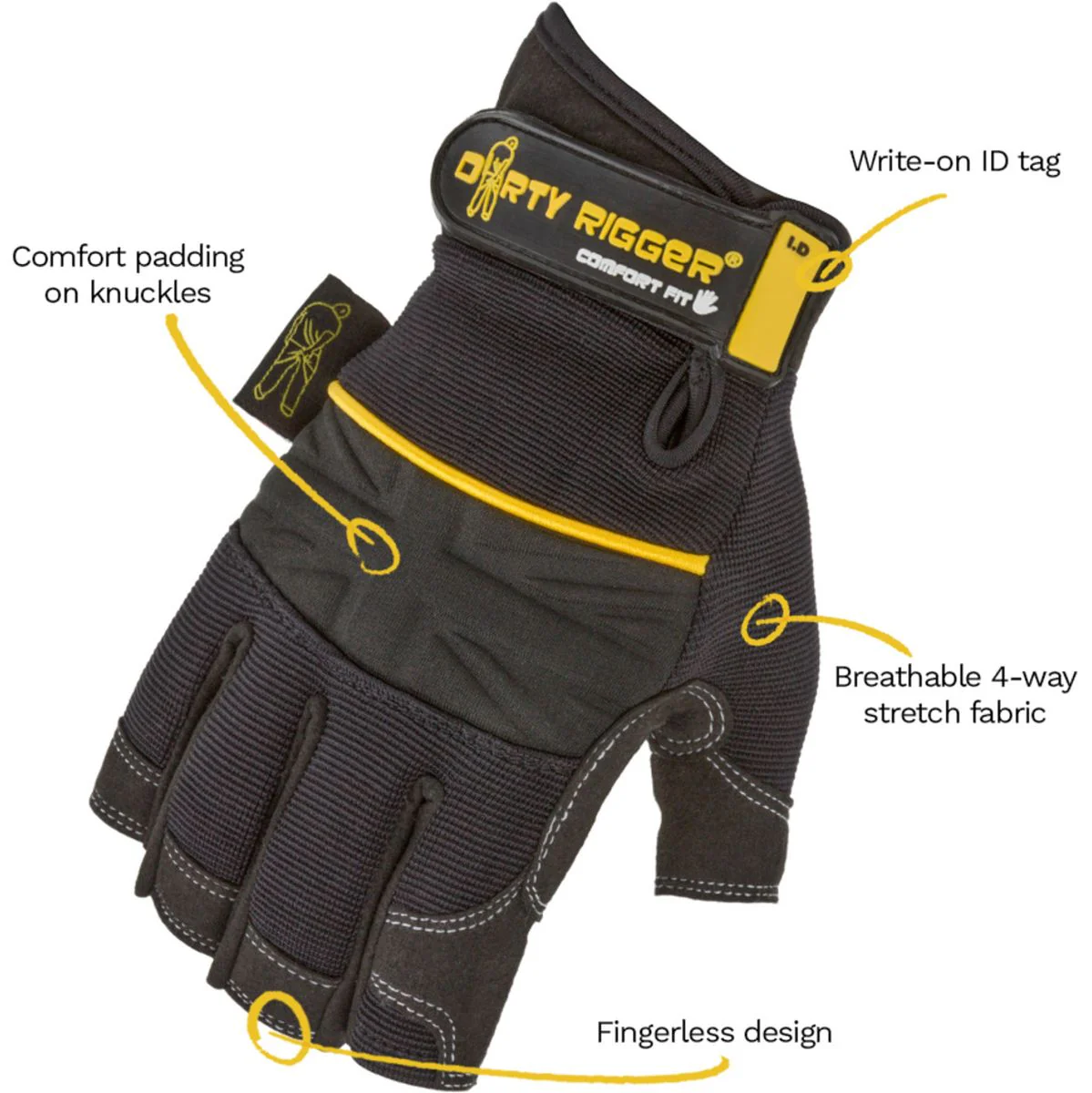 Dirty Rigger Comfort Fit Rigger Glove – Fingerless (V1.6) M - Image 2