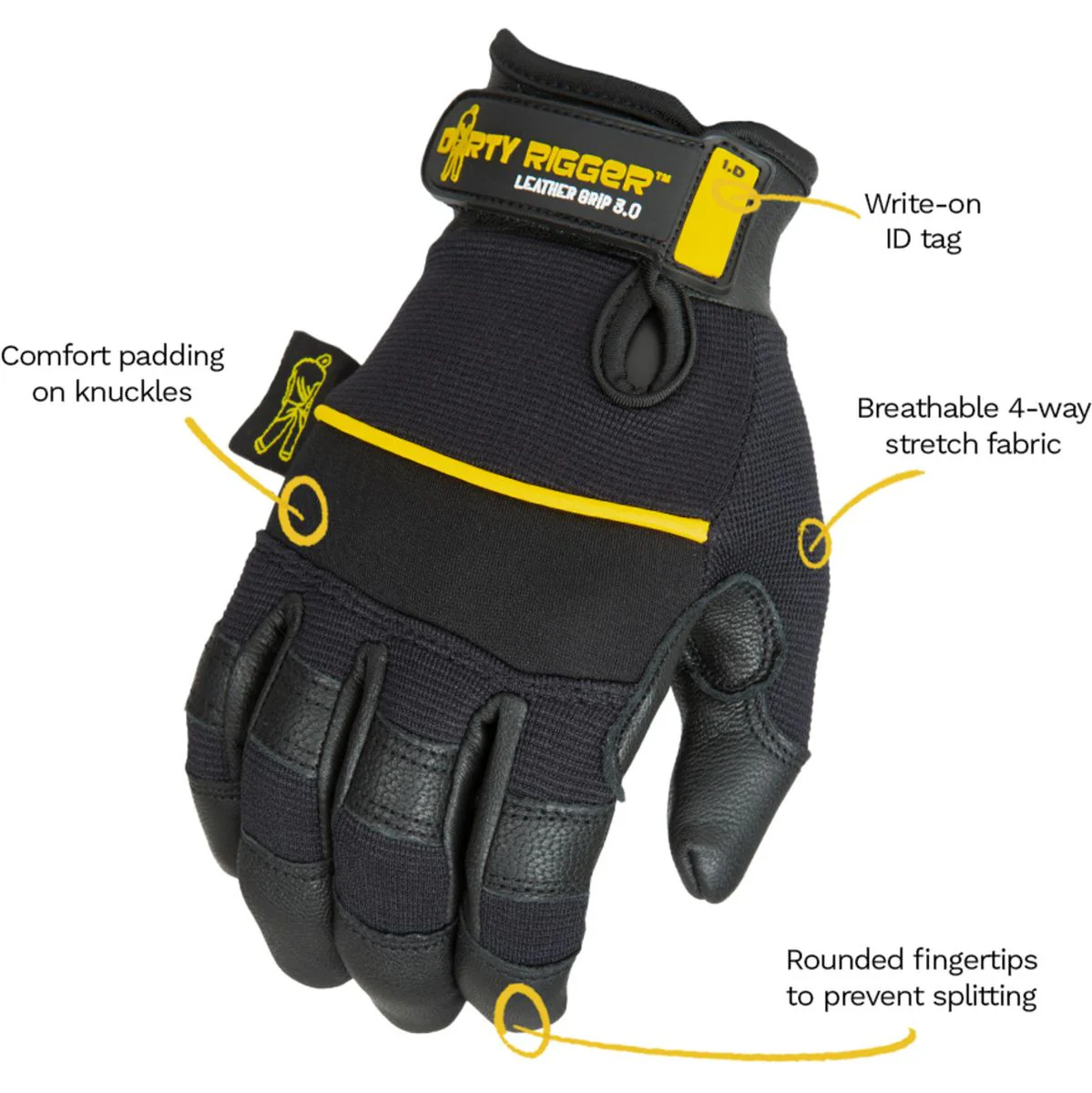 Dirty Rigger Leather Grip 3.0 Glove – Full Fingered L - Image 3