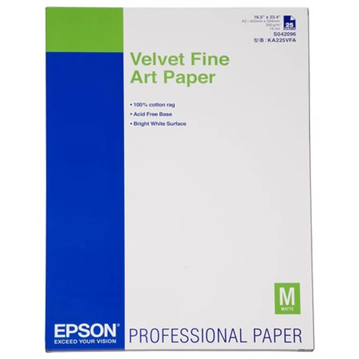 Epson S042096 Velvet FineArt Paper Jet 260G A2 25 Sheet