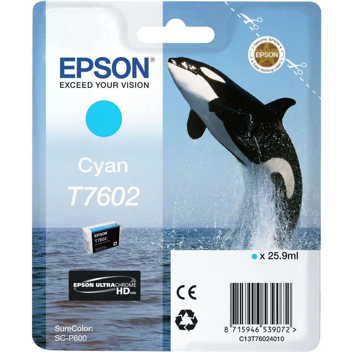 Epson T7602 Ink Cartridge Cyan High Capacity 25.9ml