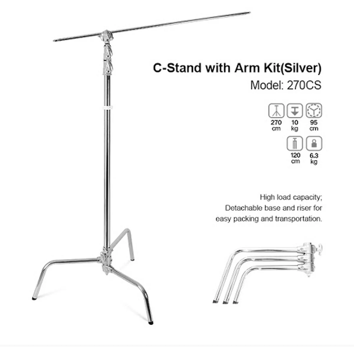 Godox 270CS C-Stand w/ Arm & Grip Head - 270cm - Image 2
