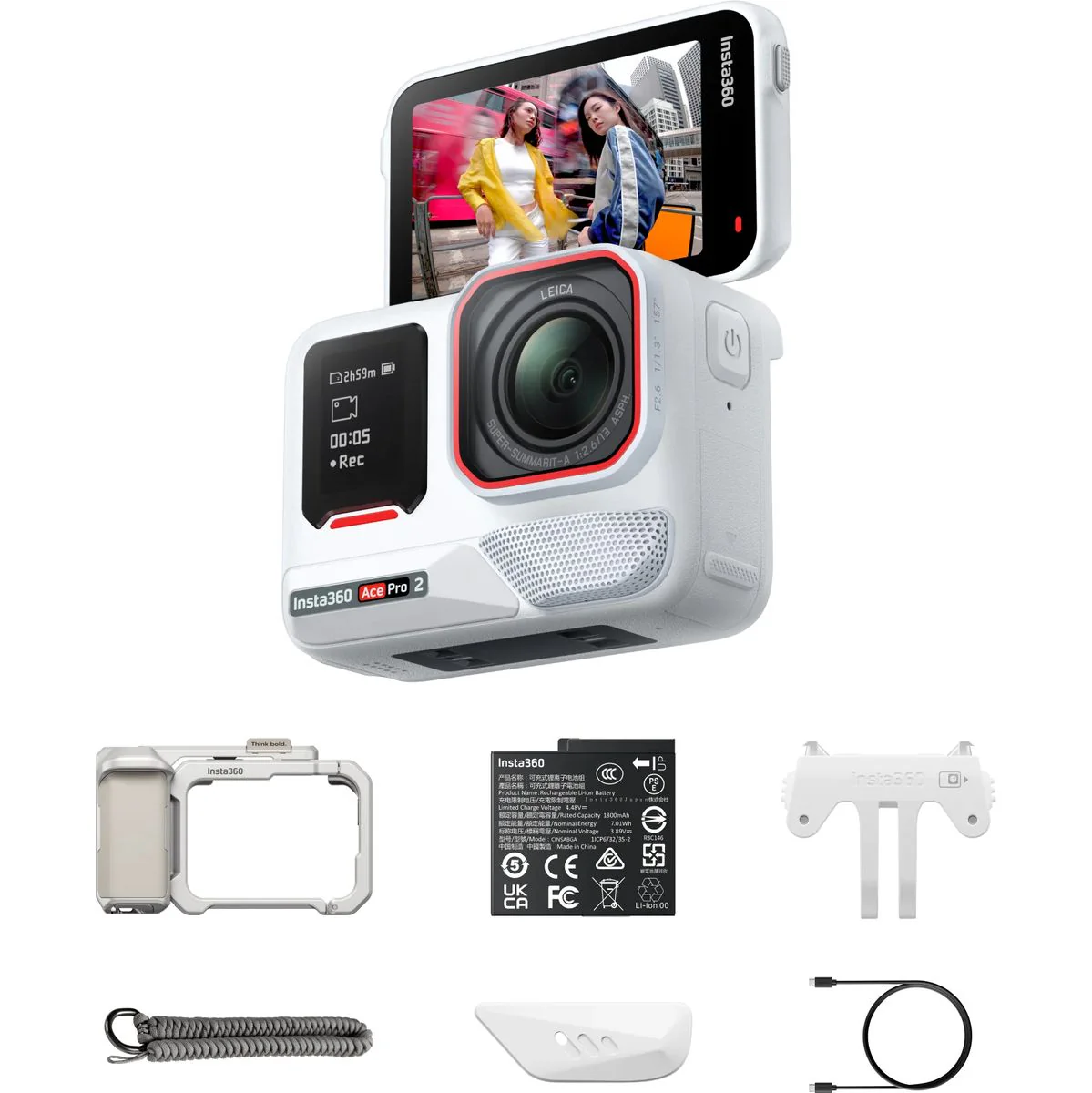 Insta360 Ace Pro 2 (Arctic White) | Xplorer Bundle (Moonlight Silver)