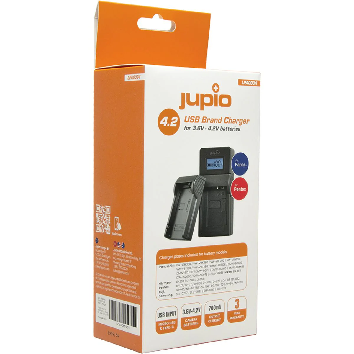 Jupio USB Charger Kit For Panasonic/Pentax 3.6V-4.2V BATT. - Image 2