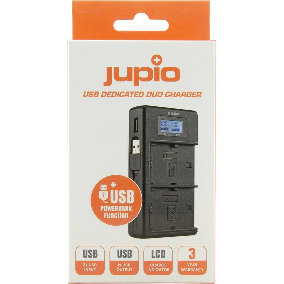 Jupio USB Dedicated Duo Charger LCD For Canon LP-E10 - Image 2