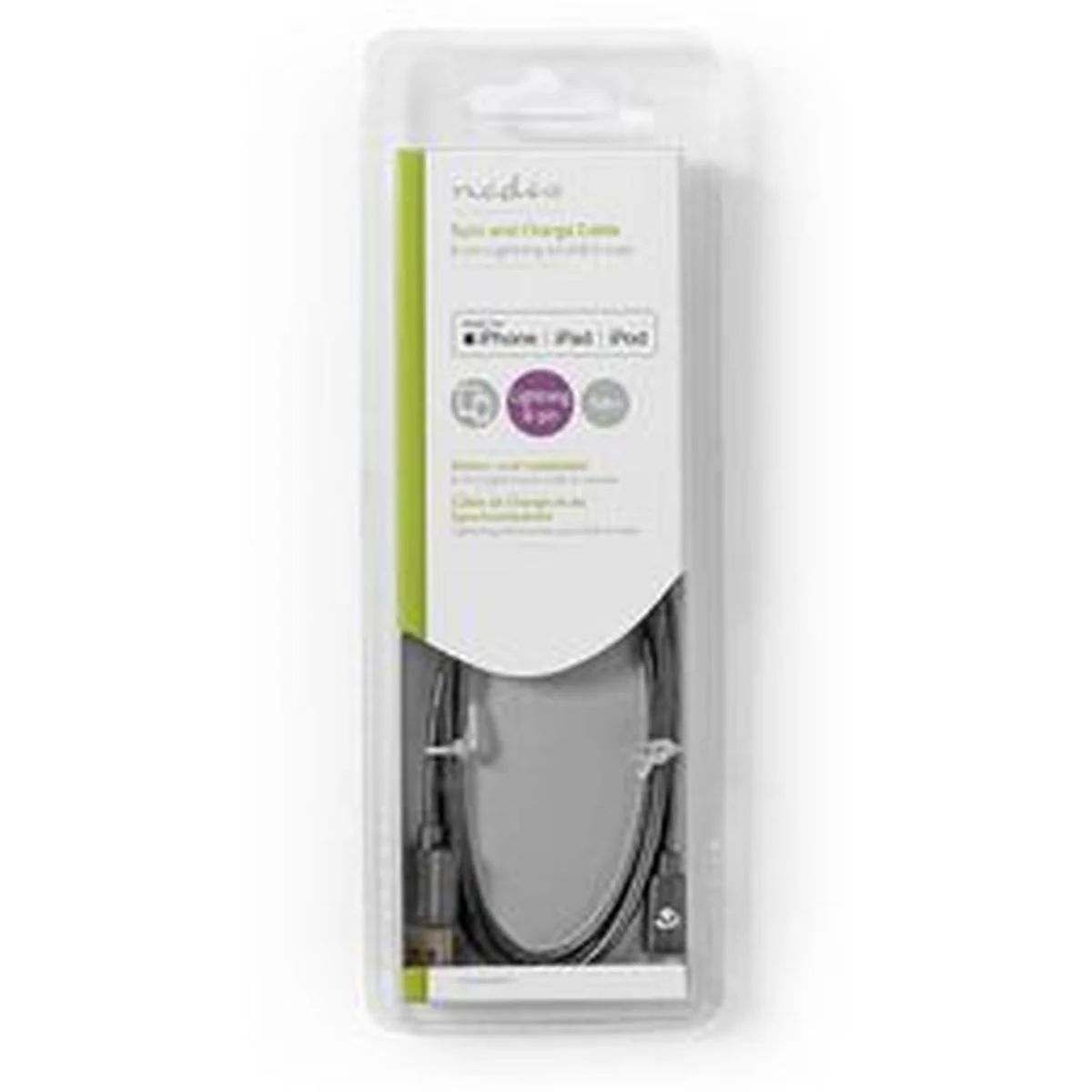 Nedis SYNC And Charge-Cable Apple Lightning-USB-A M 1.0m BK - Image 3