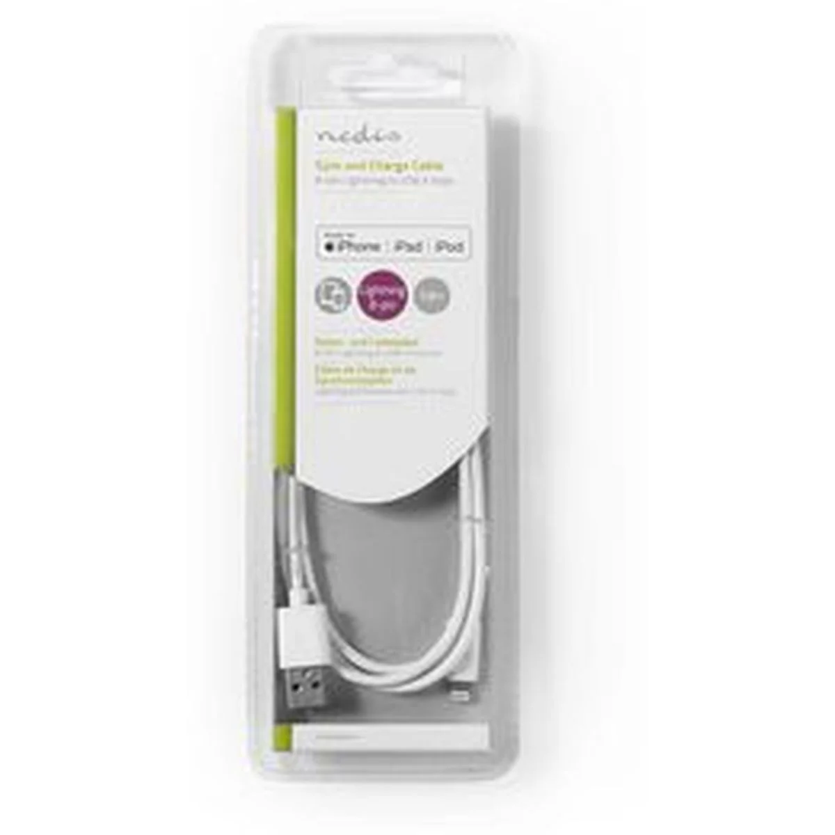 Nedis SYNC And Charge-Cable Apple Lightning-USB-A M 1.0m WH - Image 3