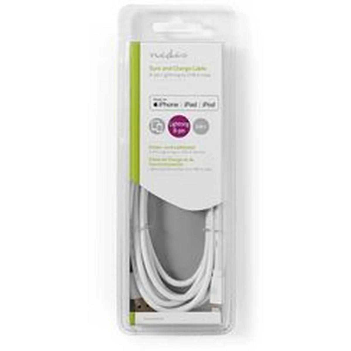 Nedis SYNC And Charge-Cable Apple Lightning-USB-A M 3.0m WH - Image 3