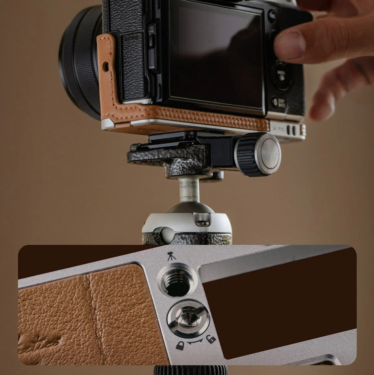 PGYTECH Leather Camera Case (For Fujifilm X M5 Midnight Black) - Image 4