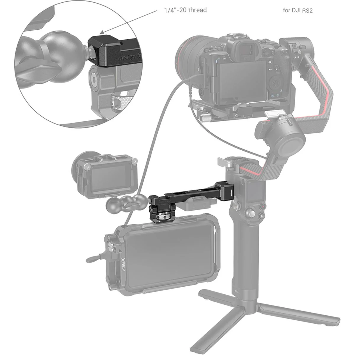 SmallRig 3026 Monitor Mount w/ Nato Clamp For DJI RS 2/RSC 2 - Image 2