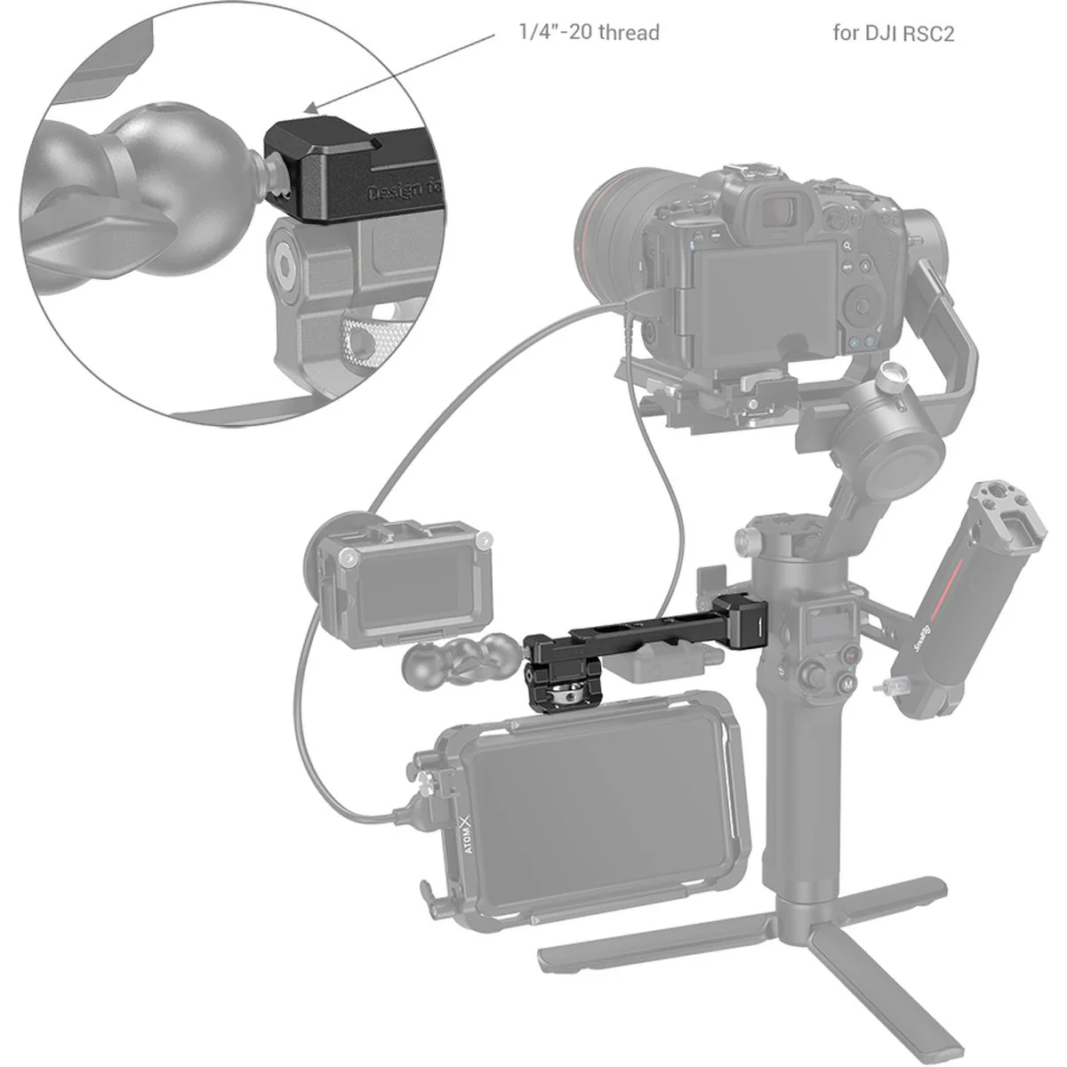SmallRig 3026 Monitor Mount w/ Nato Clamp For DJI RS 2/RSC 2 - Image 5