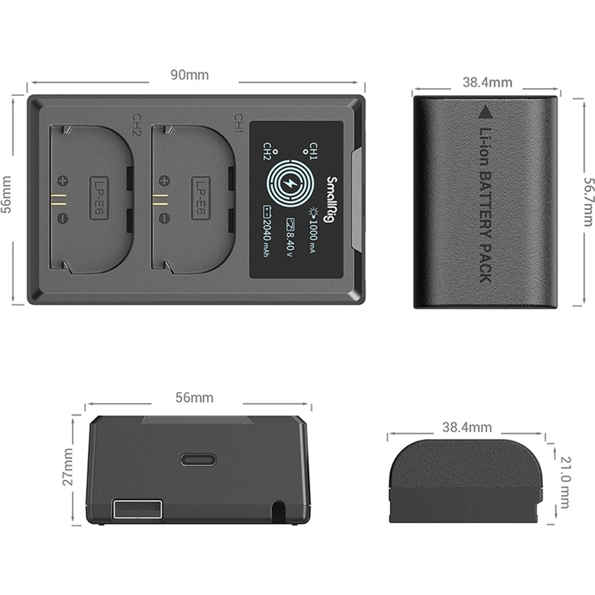 SmallRig 3821 LP-E6NH Camera Battery EN Charge Kit - Image 4