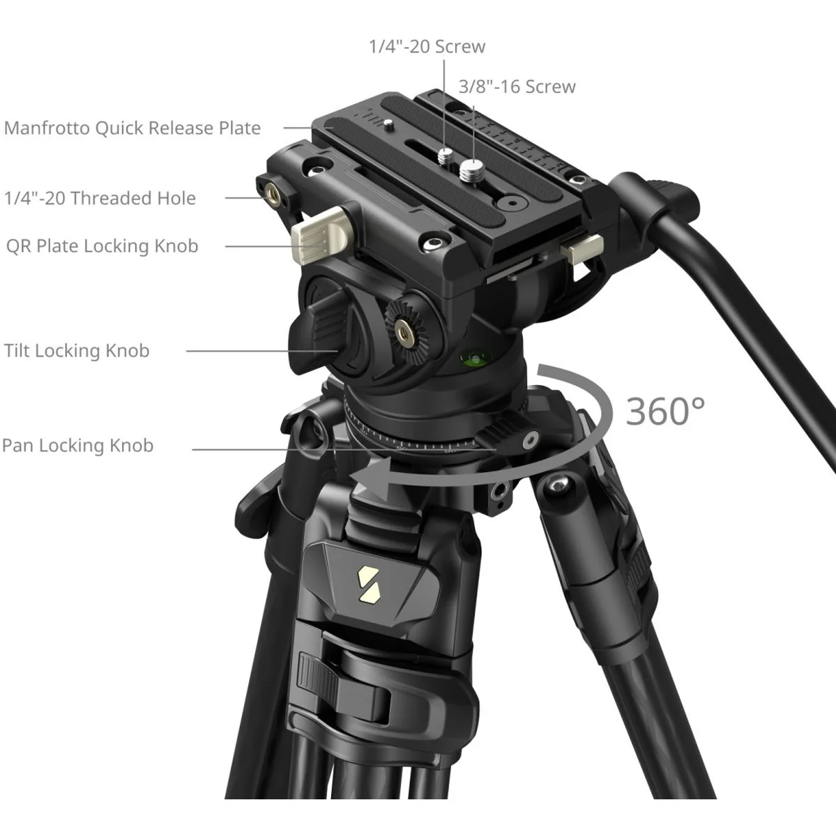 SmallRig 5201 AD-50 Max Video Carbon Fiber Tripod - Image 4