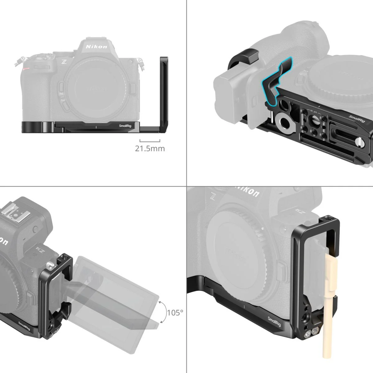 SmallRig 5256 L-Shaped Mount Plate For Nikon Z5II - Image 3