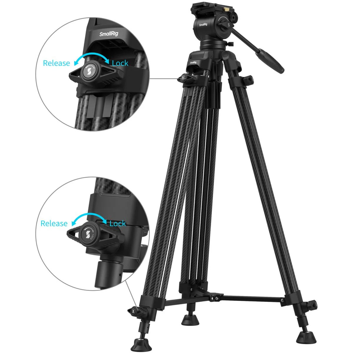 SmallRig 5441 AD14 Heavy-Duty Carbon Fiber Tripod - Image 4