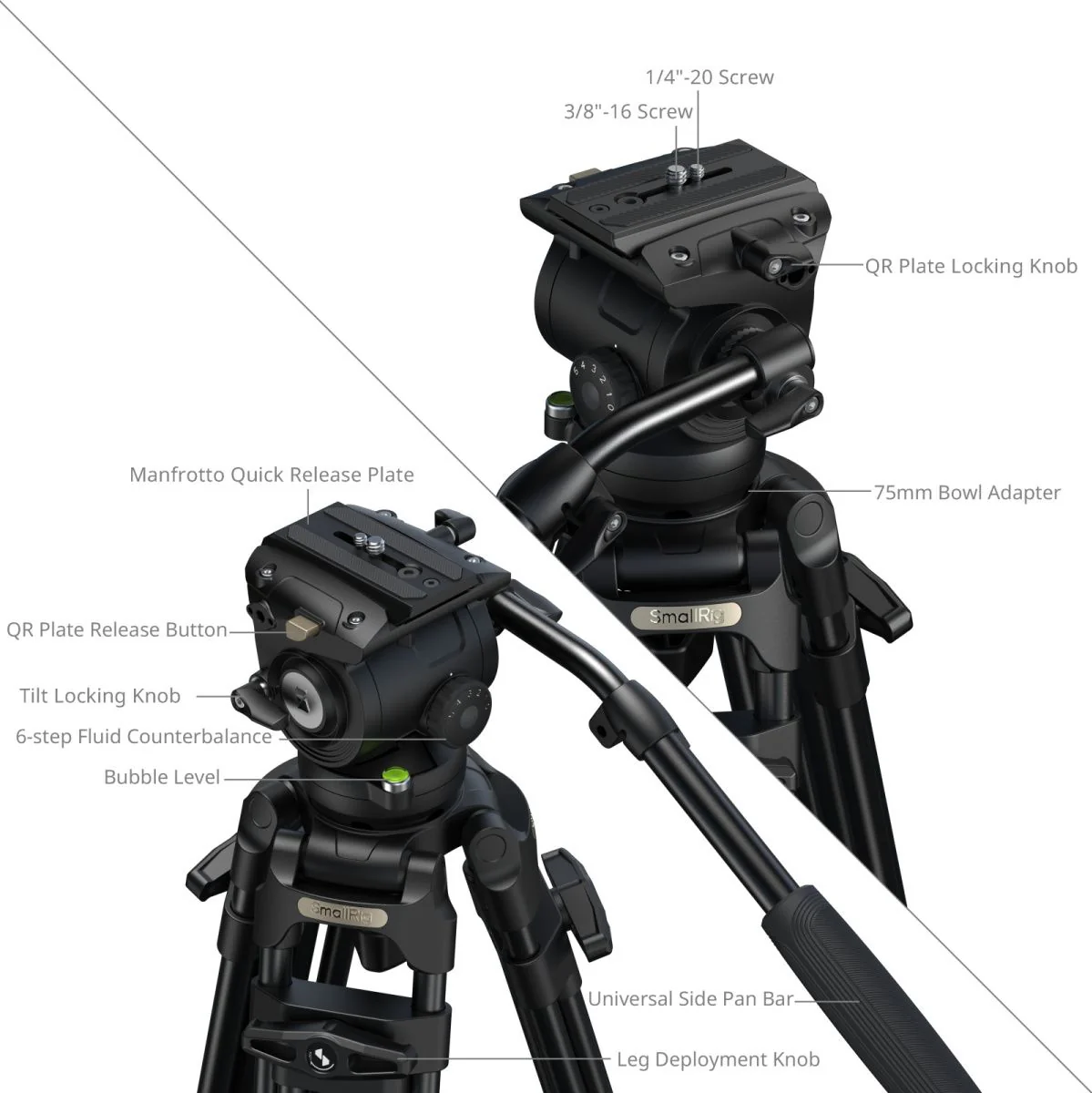 SmallRig 5579 FSD16 Freespeed Heavy-Duty Aluminum Alloy Tripod - Image 3