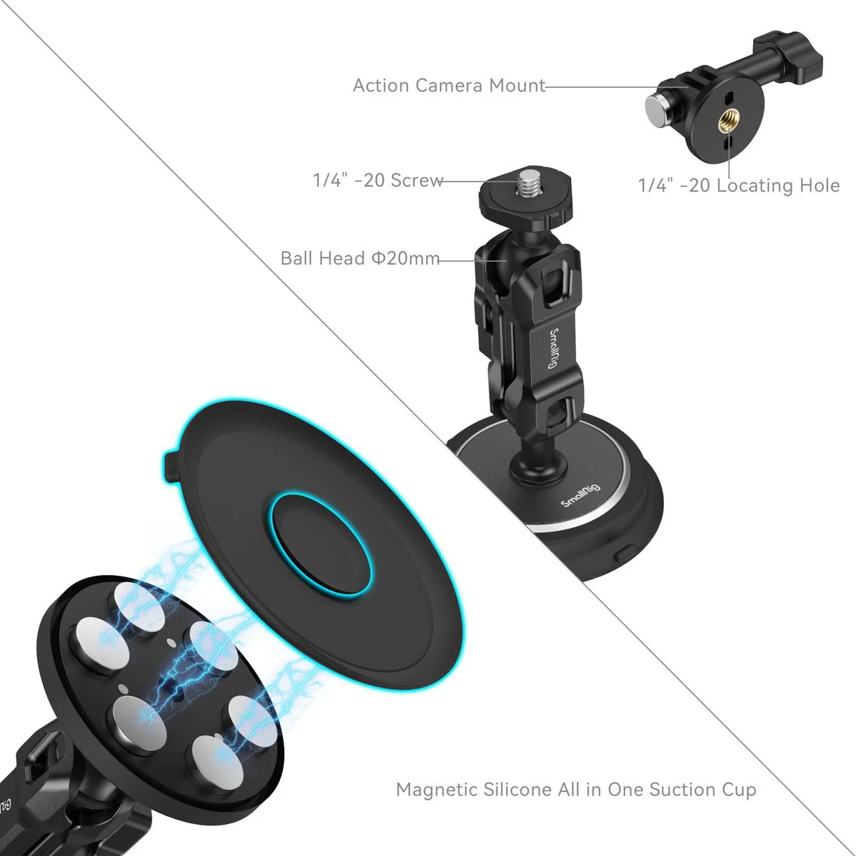 SmallRig 4466 Magic Arm Magnetic Suction Cup Mounting Kit For Action Cameras - Image 3
