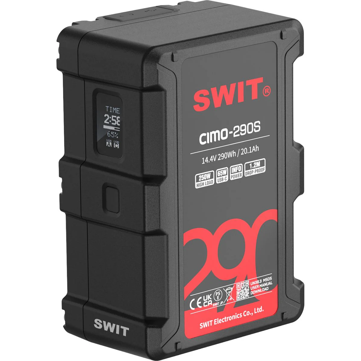 SWIT CIMO-290S CIMO-290S | 290WH 250W High Load V-Mount Battery w/ USB-C OLED