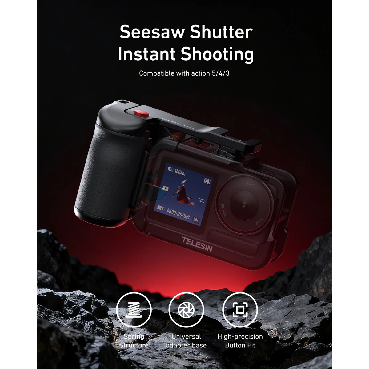 Telesin Street Photography Grip For DJI Osmo Action 3/4/5 - Image 2