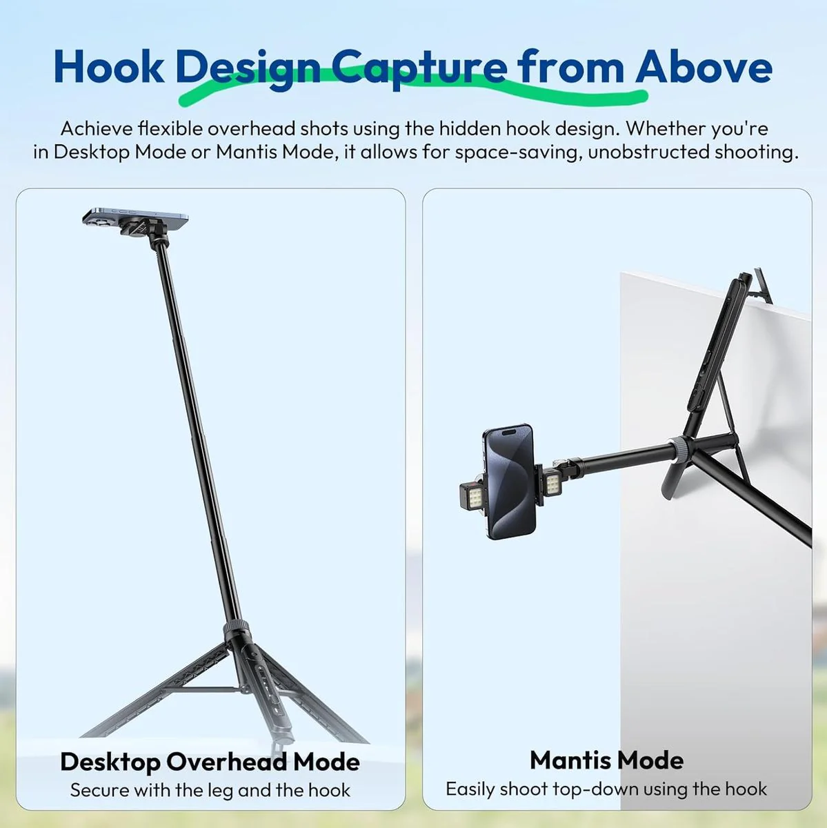 Ulanzi TT88 Overhead Selfie Stick - Black - Image 2