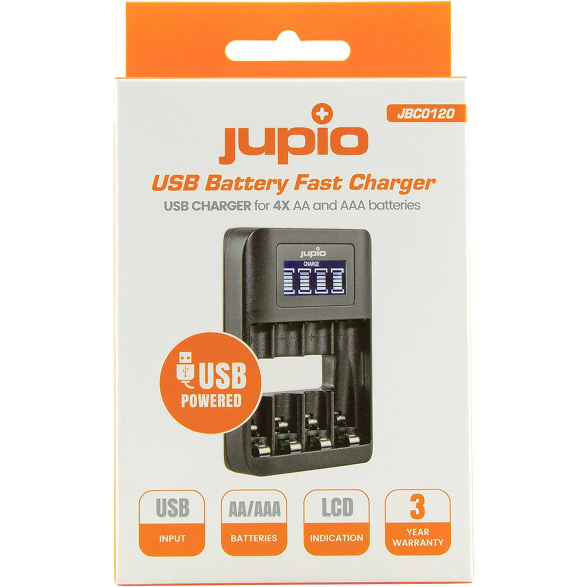 Jupio USB 4-SLOTS Battery Fast Charger LCD - Image 4
