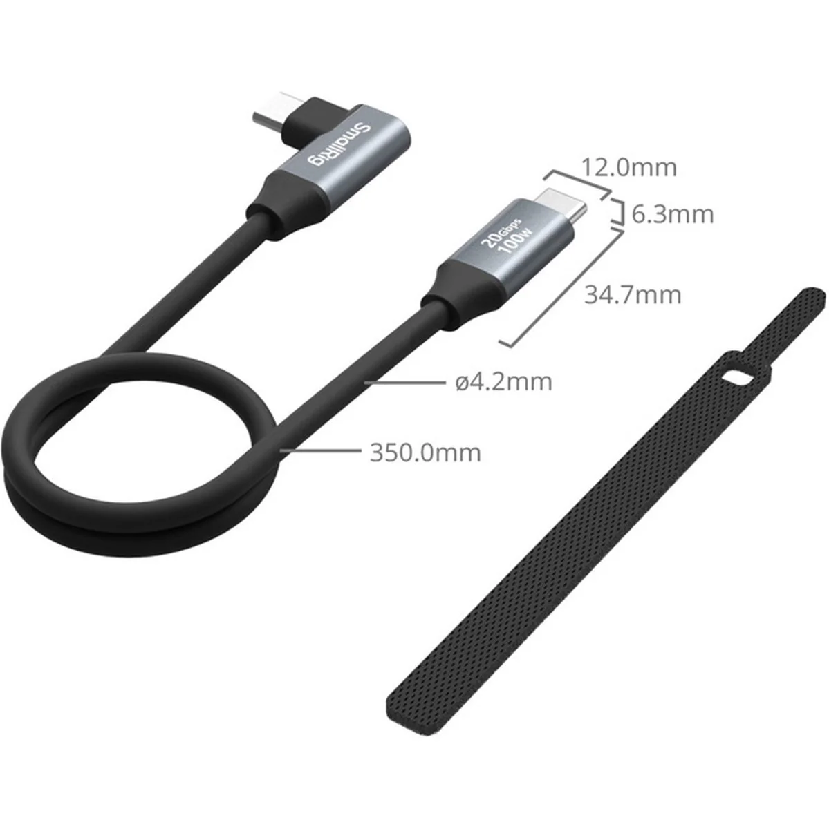 SmallRig USB C (Straight) To USB C (Angled) Data Cable (35cm - Image 2