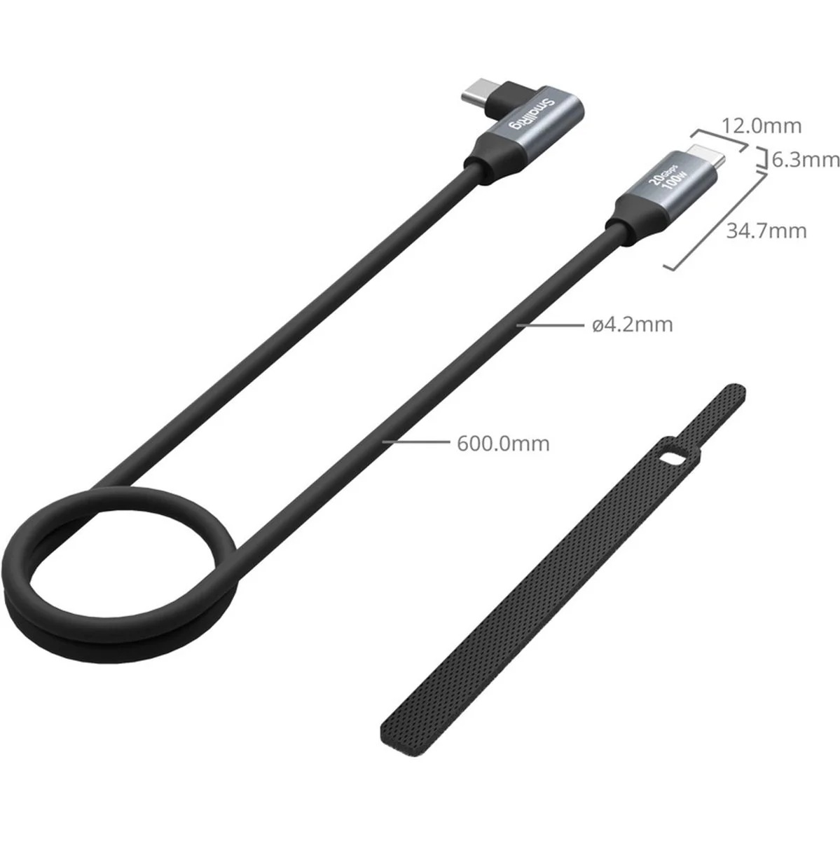 SmallRig USB C (Straight) To USB C (Angled) Data Cable (60cm - Image 3